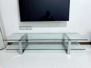 میز شیشه ای پایه استیل