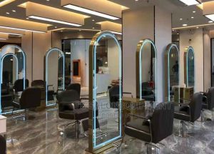 آینه با قاب استیل گرد